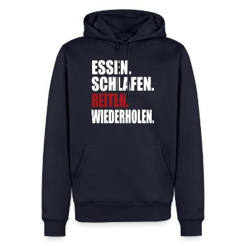 Reiten - Pferd - Männer Premium Bio Hoodie - Navy - Vorne - Nico (187cm)
