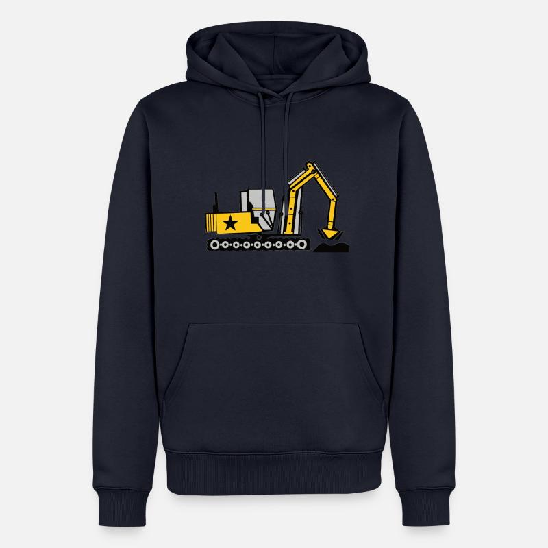 Excavateur de construction dragage construction - Sweat à capuche Premium bio Homme - bleu marine