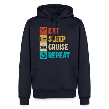 Familien Kreuzfahrt - Männer Premium Bio Hoodie - Navy - Vorne - Nico (187cm)