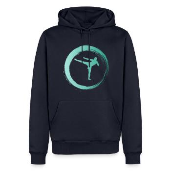 Sporty Hobby Leidenschaft Kickboxen - Männer Premium Bio Hoodie - Navy - Vorne - Nico (187cm)
