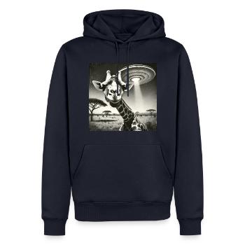 Lusitge Giraffe UFO Alien Selfie - Männer Premium Bio Hoodie - Navy - Vorne - Nico (187cm)