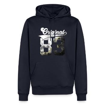 43. GEBURTSTAG 43 JAHRE ORIGINAL 1983 - Männer Premium Bio Hoodie - Navy - Vorne - Nico (187cm)