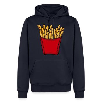 cuisine française fast food frites Love Food - Sweat à capuche Premium bio Homme - bleu marine - Devant - Nico (187cm)