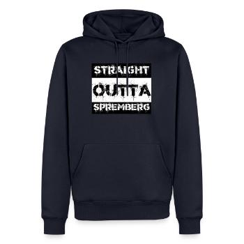 Straight Outta Spremberg Geschenk Sonderangebot - Männer Premium Bio Hoodie - Navy - Vorne - Nico (187cm)