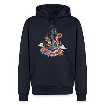 rafting, canotage, montagne, navigation de plaisance - Sweat à capuche Premium bio Homme - bleu marine - Devant - Nico (187cm)