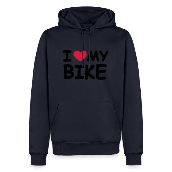I Love My Bike - Männer Premium Bio Hoodie - Navy - Vorne - Nico (187cm)