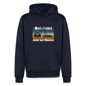 Wohnwagen - Mein Hotel steht auf Rädern - Männer Premium Bio Hoodie - Navy - Vorne - Nico (187cm)