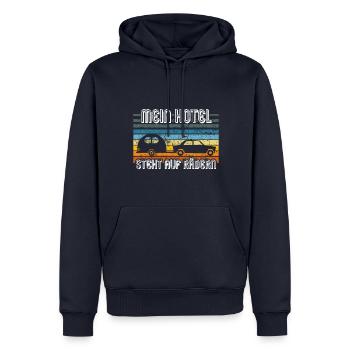 Wohnwagen Hotel Camping - Männer Premium Bio Hoodie - Navy - Vorne - Nico (187cm)