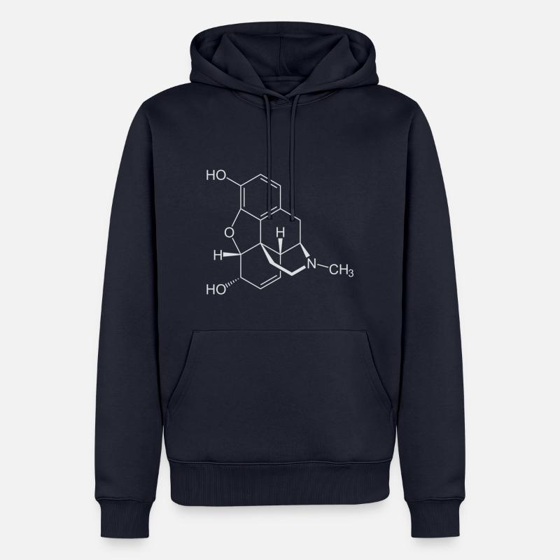 Formule structurale morphine - Sweat à capuche Premium bio Homme - bleu marine