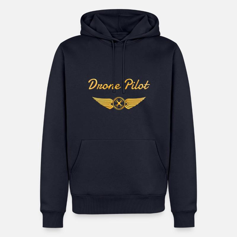 Drone Pilot Abzeichen Quadrocopter - Männer Premium Bio Hoodie - Navy