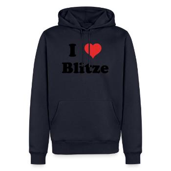 i love Blitze - Männer Premium Bio Hoodie - Navy - Vorne - Nico (187cm)