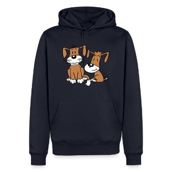 2 chiens équipe assis deux amis équipage heureux - Sweat à capuche Premium bio Homme - bleu marine - Devant - Nico (187cm)