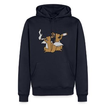 2 Écureuils de fête - Sweat à capuche Premium bio Homme - bleu marine - Devant - Nico (187cm)