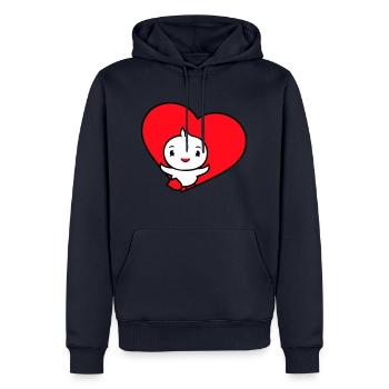 Oiseau Coeur Symbole L’Amour Runs Heureux Mignon - Sweat à capuche Premium bio Homme - bleu marine - Devant - Nico (187cm)