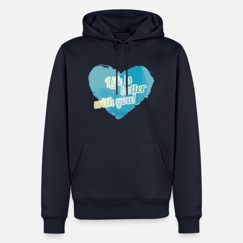 Leben mit dir ist besser - Männer Premium Bio Hoodie - Navy