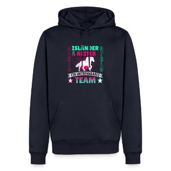 Islandpferd Reiter Team Reiterspruch Isländer süß - Männer Premium Bio Hoodie - Navy - Vorne - Nico (187cm)