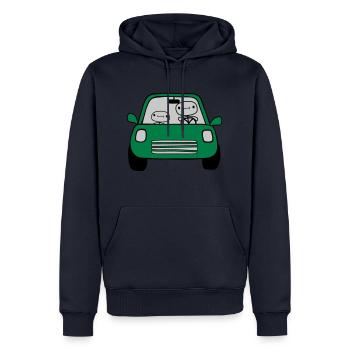 Papa Enfant Voiture - Sweat à capuche Premium bio Homme - bleu marine - Devant - Nico (187cm)