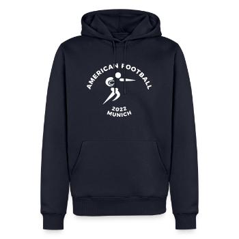 American Football in Munich Germany 2022! - Männer Premium Bio Hoodie - Navy - Vorne - Nico (187cm)