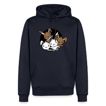 4 Bunnies Friends Team Crew Hole Quatre frères et sœurs - Sweat à capuche Premium bio Homme - bleu marine - Devant - Nico (187cm)