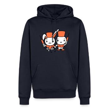 Bunny Bird Chick Doctor Seringue Équipe 2 Amis Équipage - Sweat à capuche Premium bio Homme - bleu marine - Devant - Nico (187cm)