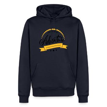La vie est une grande aventure - Sweat à capuche Premium bio Homme - bleu marine - Devant - Nico (187cm)