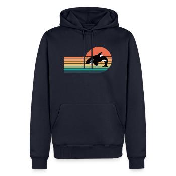 Orca Retro Style Hommes Femmes Nouveauté Vintage Drôle - Sweat à capuche Premium bio Homme - bleu marine - Devant - Nico (187cm)
