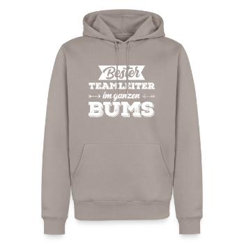 Bester Chef und Boss Teamleiter der Firma im Büro - Männer Premium Bio Hoodie - Taupe - Vorne - Nico (187cm)