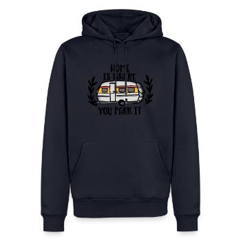 Camping Home is where you park it - Männer Premium Bio Hoodie - Navy - Vorne - Nico (187cm)