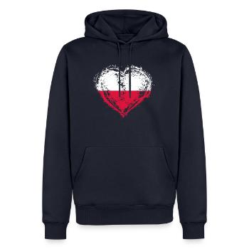 RACINES PAYS D'AMOUR CADEAU POLOGNE pologne polska - Sweat à capuche Premium bio Homme - bleu marine - Devant - Nico (187cm)