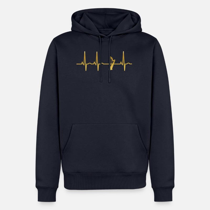 evolution ekg heartbeat harfe harp - Männer Premium Bio Hoodie - Navy