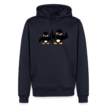2 Penguins Bodybuilder Lunettes de soleil Casque Équipe - Sweat à capuche Premium bio Homme - bleu marine - Devant - Nico (187cm)
