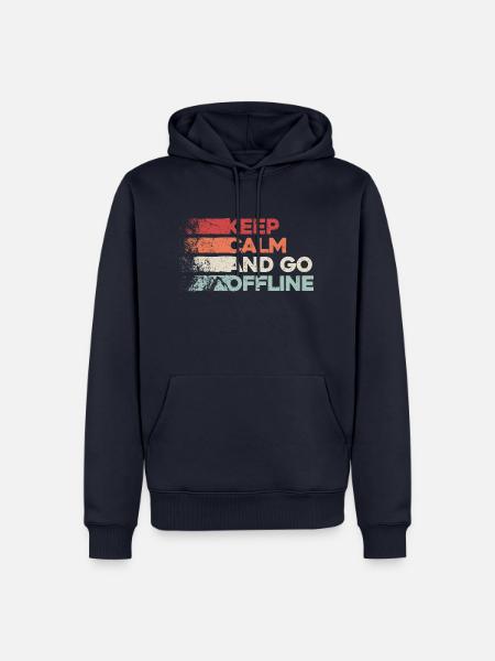 Keep Calm And Go Offline. Wandern Design - Männer Premium Bio Hoodie - Navy