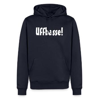 Uffbasse in weiß - Männer Premium Bio Hoodie - Navy - Vorne - Nico (187cm)
