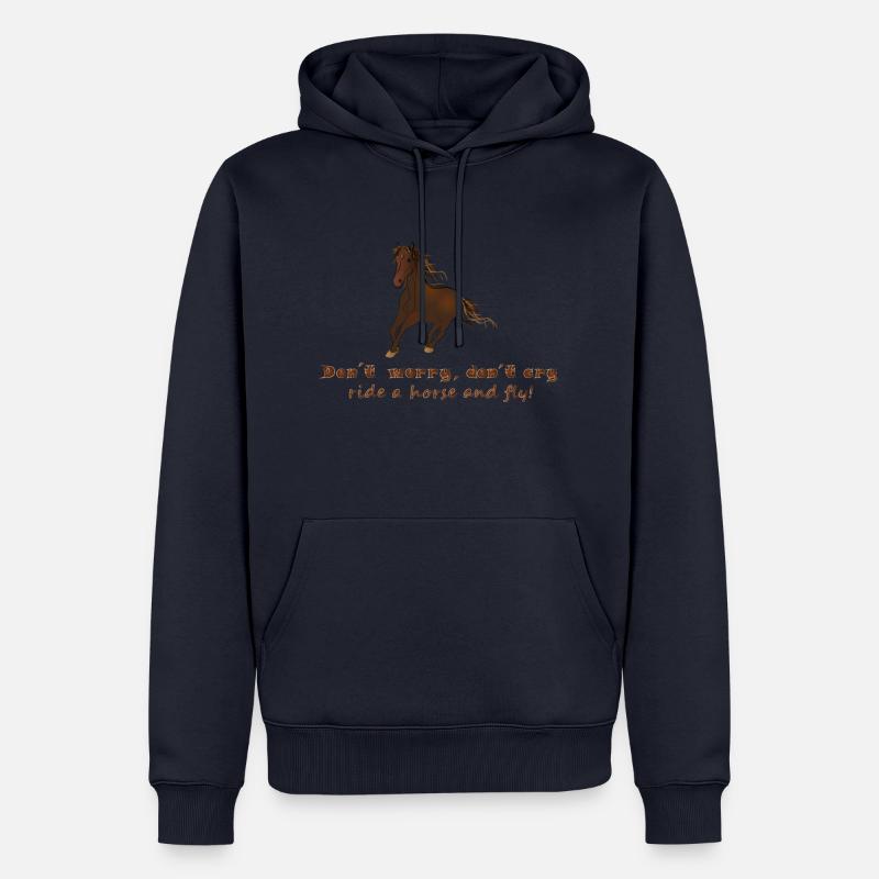 Montez à cheval et volez - Sweat à capuche Premium bio Homme - bleu marine