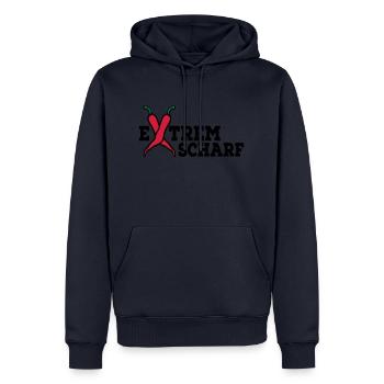 extrem scharf - Männer Premium Bio Hoodie - Navy - Vorne - Nico (187cm)