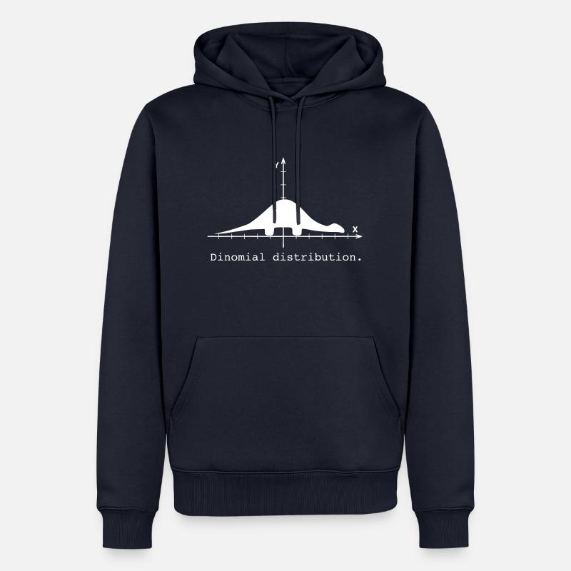 Distribution dinomiale : le dino rencontre les mathématiques - Sweat à capuche Premium bio Homme - bleu marine