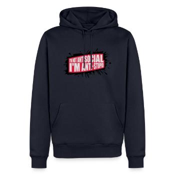 not antisocial anti stupid - Männer Premium Bio Hoodie - Navy - Vorne - Nico (187cm)