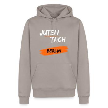 Juten Tach Berlin - Männer Premium Bio Hoodie - Taupe - Vorne - Nico (187cm)