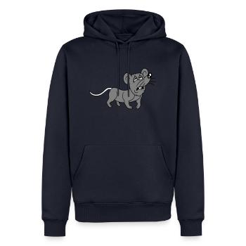 Souris épuisée triste désespérément fatiguée souffrance douce - Sweat à capuche Premium bio Homme - bleu marine - Devant - Nico (187cm)