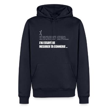 J ai essayé de mesurer ta connerie Erreur Windows - Sweat à capuche Premium bio Homme - bleu marine - Devant - Nico (187cm)