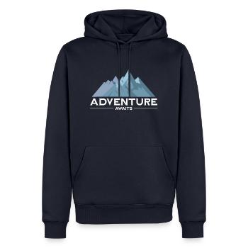 L’aventure vous attend - Sweat à capuche Premium bio Homme - bleu marine - Devant - Nico (187cm)