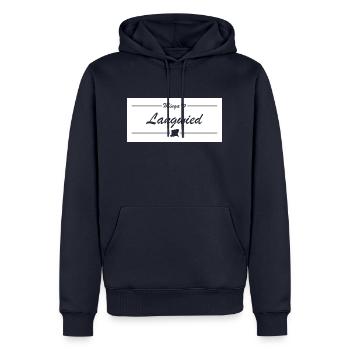 Minga <3 - Langwied - München-Liebe - Männer Premium Bio Hoodie - Navy - Vorne - Nico (187cm)