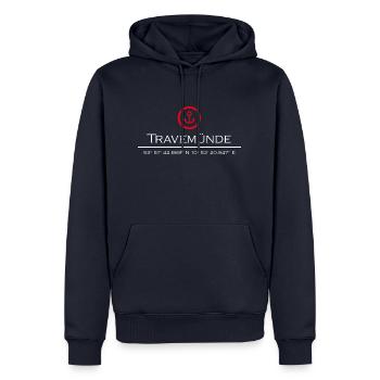 Travemünde roter Anker - Männer Premium Bio Hoodie - Navy - Vorne - Nico (187cm)