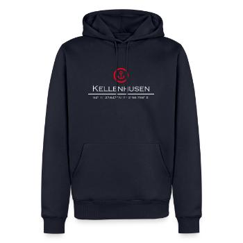 Kellenhusen roter Anker - Männer Premium Bio Hoodie - Navy - Vorne - Nico (187cm)