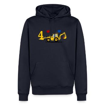 4. Geburtstag Bagger Traktor - Männer Premium Bio Hoodie - Navy - Vorne - Nico (187cm)