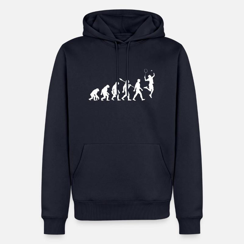 Evolution - Badminton - Sport - Sweat à capuche Premium bio Homme - bleu marine
