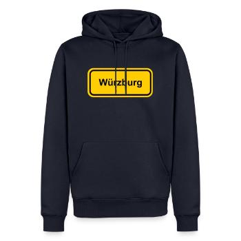 Ortsschild Würzburg Ort Schild Ortstafel Schrift - Männer Premium Bio Hoodie - Navy - Vorne - Nico (187cm)