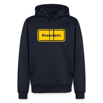 Ortsschild Rosenheim Ort Schild Ortstafel Schrift - Männer Premium Bio Hoodie - Navy - Vorne - Nico (187cm)