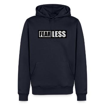 fearless Text Quote Design - Men’s Premium Organic Hoodie - navy - Front - Nico (187cm)