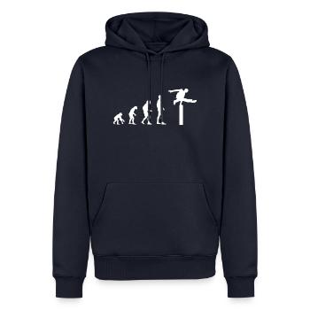 parkour parcours shirt gift geschenk Evolution - Männer Premium Bio Hoodie - Navy - Vorne - Nico (187cm)